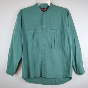 Vintage Cody James Western Wear Long Sleeve Button Up Shirt Green M Mens Cowboy